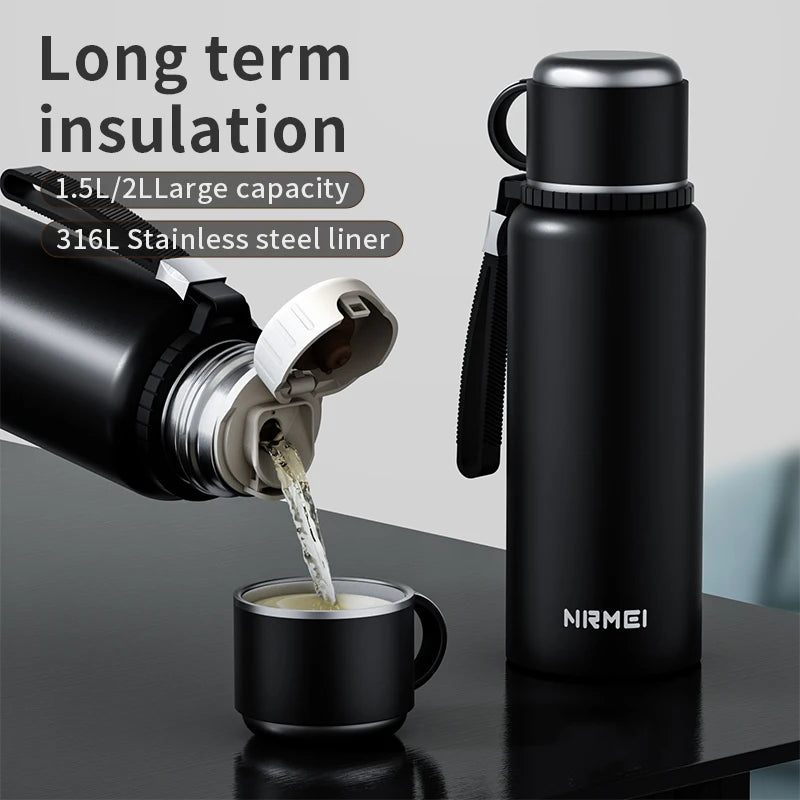 Smart Stainless Steel Thermos Bottle – Tea Filter, Temp Display & Bounce Lid (500ml)