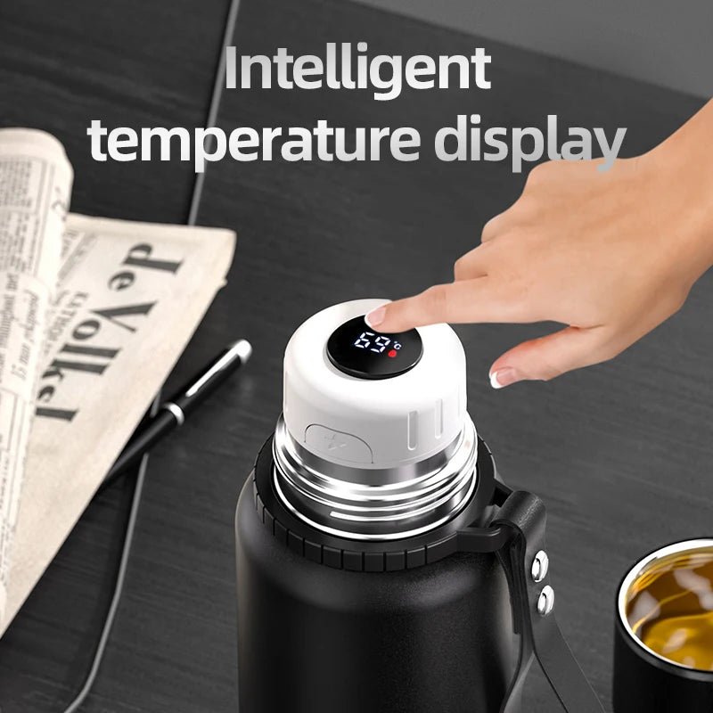 Smart Stainless Steel Thermos Bottle – Tea Filter, Temp Display & Bounce Lid (500ml)