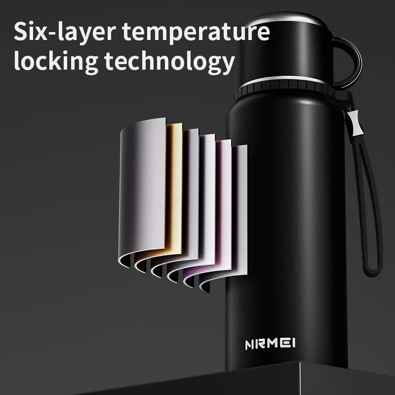 Smart Stainless Steel Thermos Bottle – Tea Filter, Temp Display & Bounce Lid (500ml)